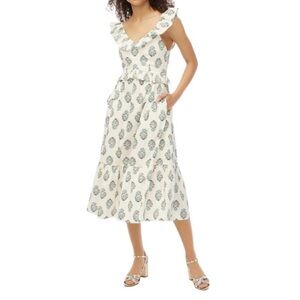 J. Crew Factory ruffled fluttered sleeve Midi Sundress